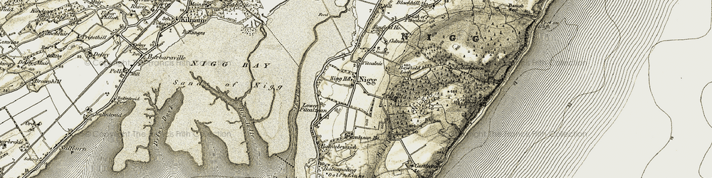 Old map of Nigg in 1911-1912