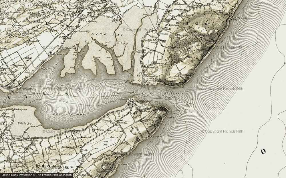 Old Map of Nigg Ferry, 1911-1912 in 1911-1912