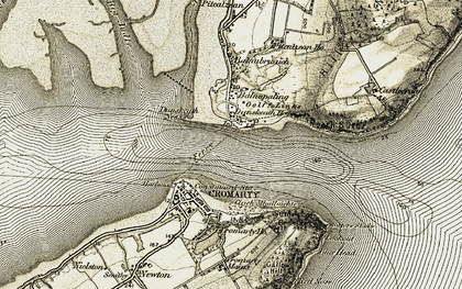 Old map of Nigg Ferry in 1911-1912