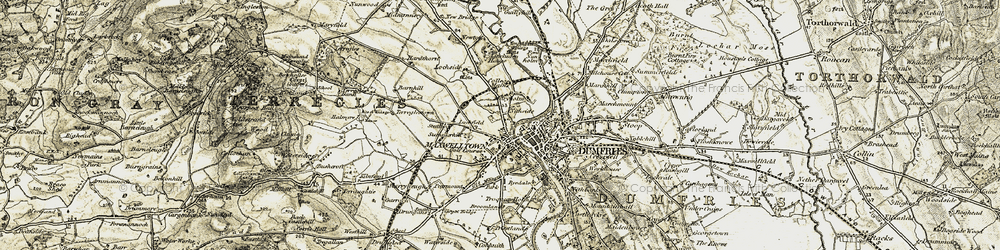 Old map of Nithside in 1901-1905