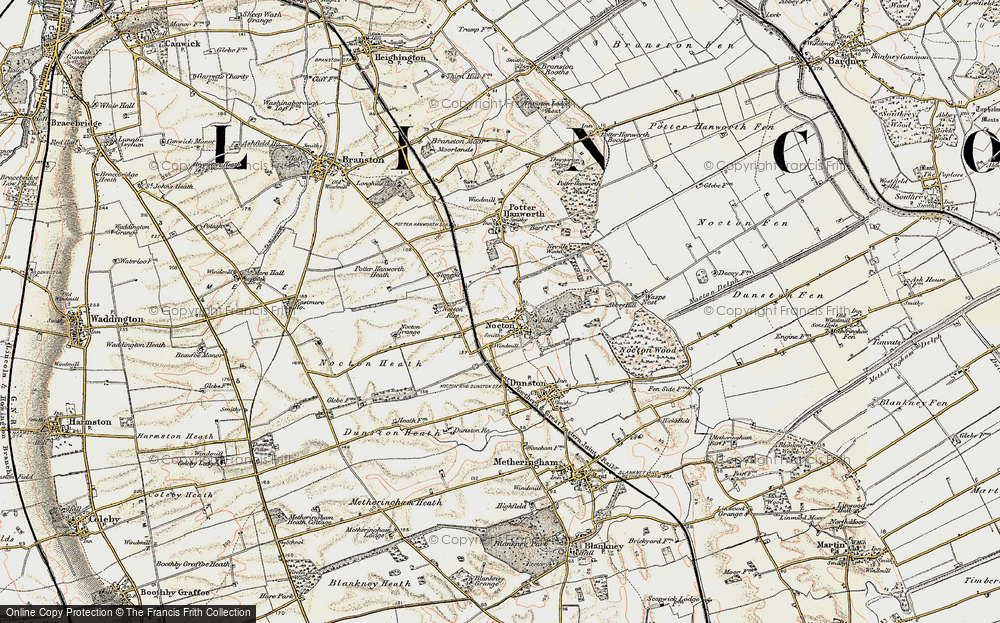 Old Map of Historic Map covering Nocton Heath in 1902-1903