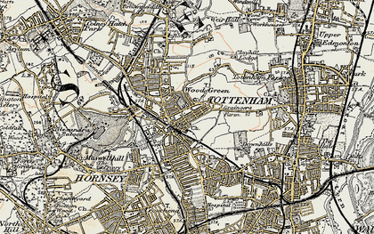 Old map of Noel Park in 1897-1898