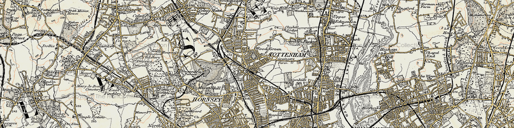 Old map of Noel Park in 1897-1898