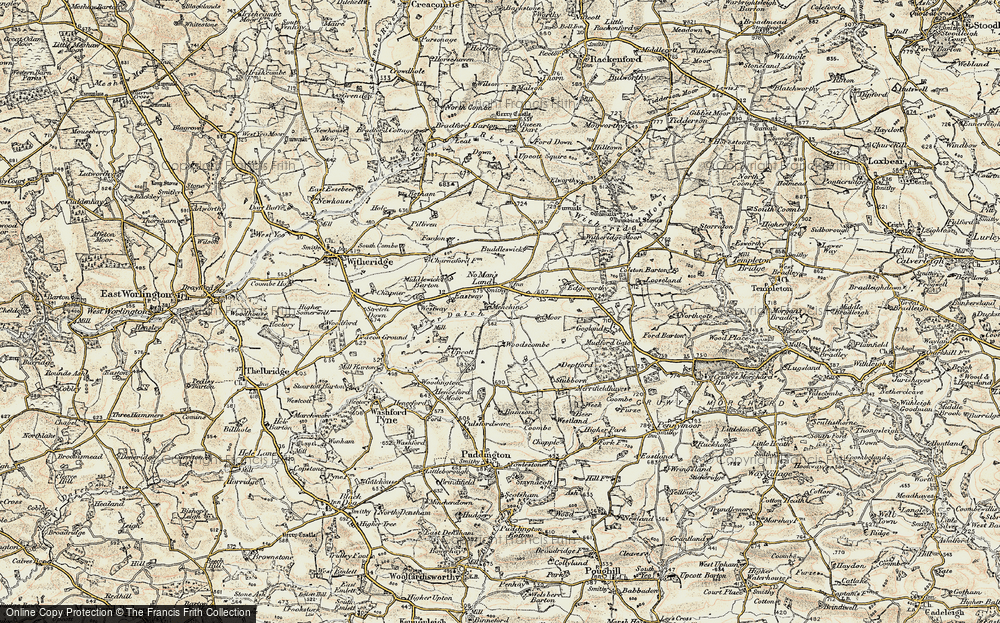 Old Map of Historic Map covering Woodscombe in 1899-1900