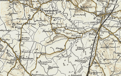 Old map of Noneley in 1902