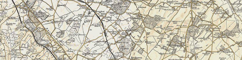 Old map of Nonington in 1898-1899