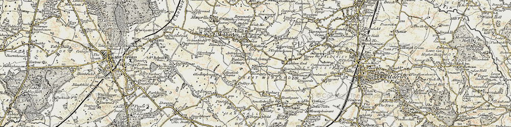 Old map of Bostock Barns Fm in 1902-1903