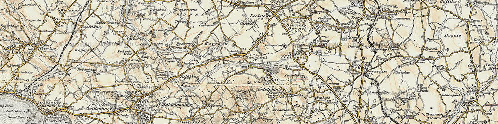 Old map of Noonvares in 1900
