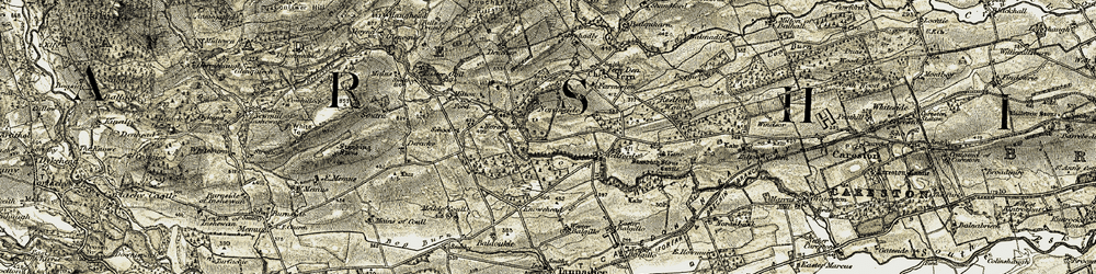 Old map of Noranside in 1907-1908