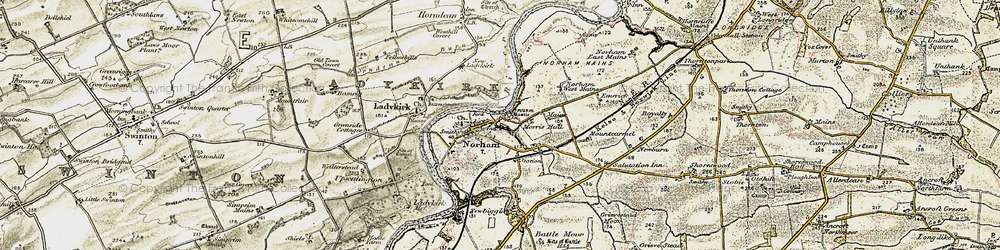 Old map of Norham in 1901-1903