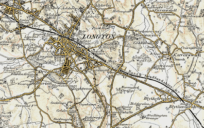 Old map of Normacot in 1902