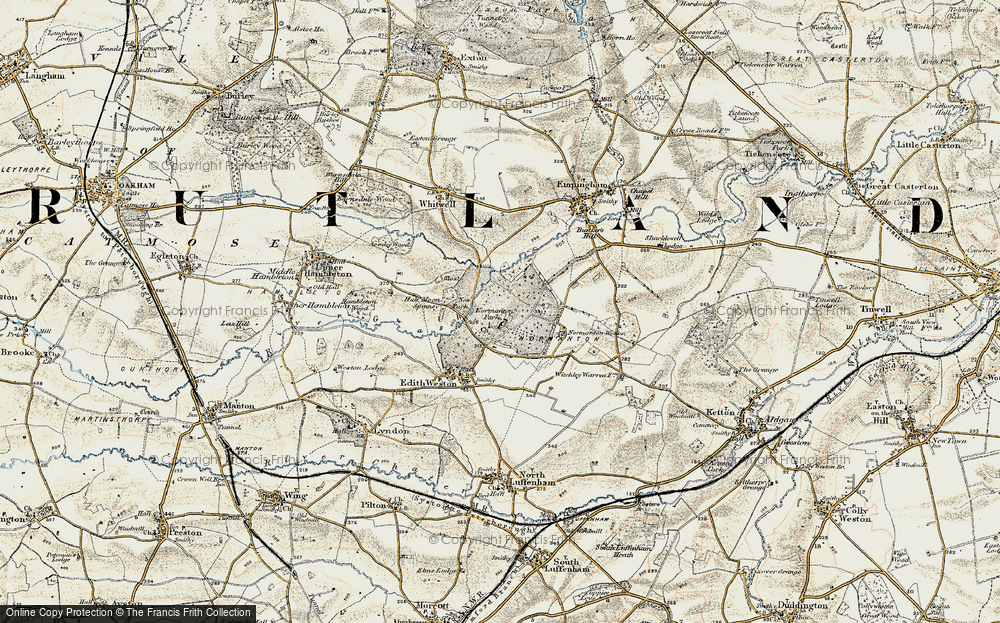 Old Map of Historic Map covering Rutlandshire in 1901-1903