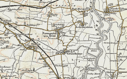Old map of Normanton on Trent in 1902-1903