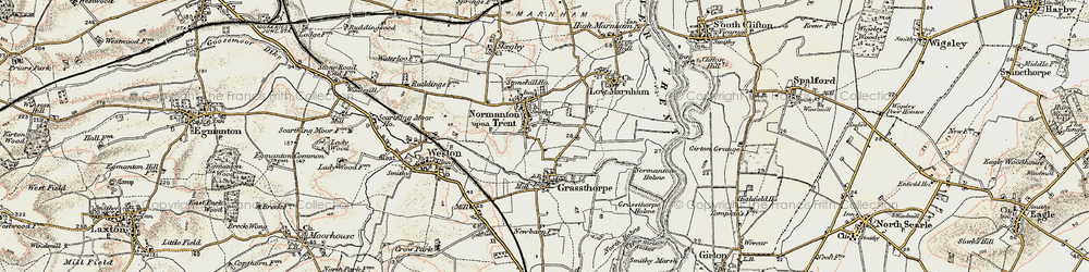Old map of Normanton on Trent in 1902-1903