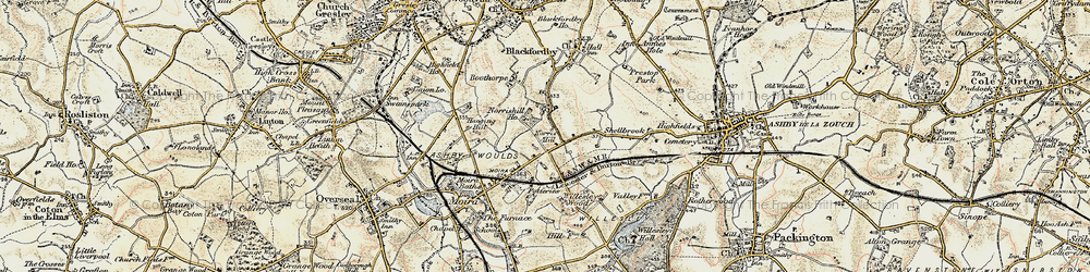 Old map of Norris Hill in 1902-1903