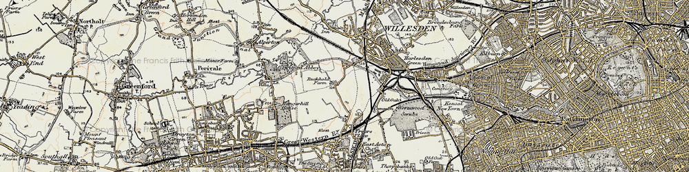 Old map of North Acton in 1897-1909
