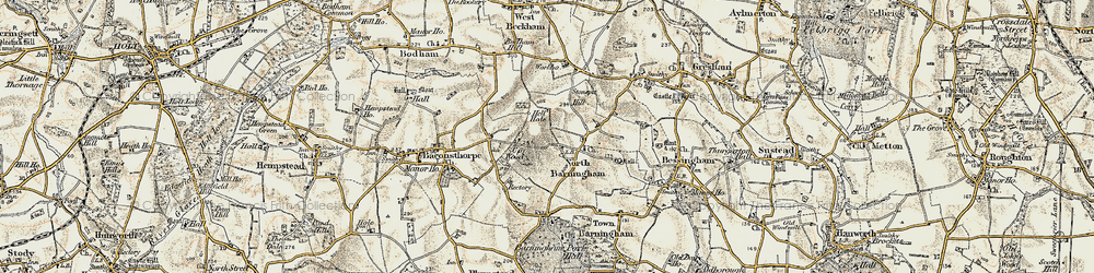 Old map of North Barningham in 1901-1902