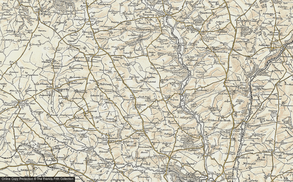 Old Map of Historic Map covering Beardon in 1900