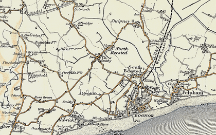 Old map of Aldingbourne Rife in 1897-1899