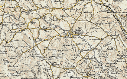 Old map of North Bovey in 1899-1900