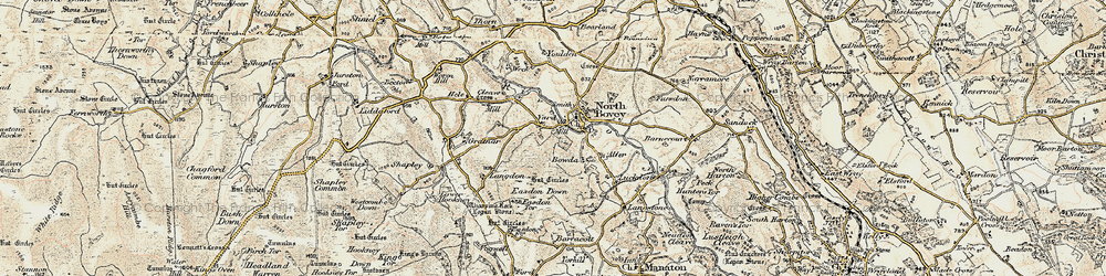 Old map of North Bovey in 1899-1900