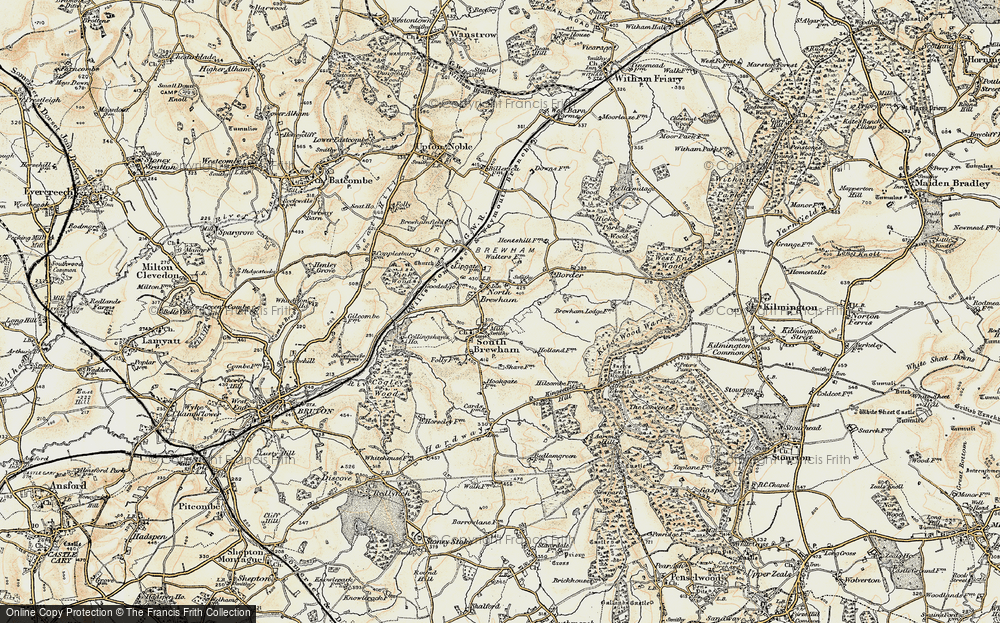 Old Map of Historic Map covering Brewham Ho in 1897-1899