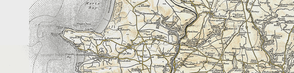 Old map of Higher Spreacombe in 1900
