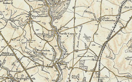 Old map of North Cerney in 1898-1899