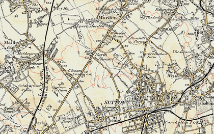 Old map of North Cheam in 1897-1909