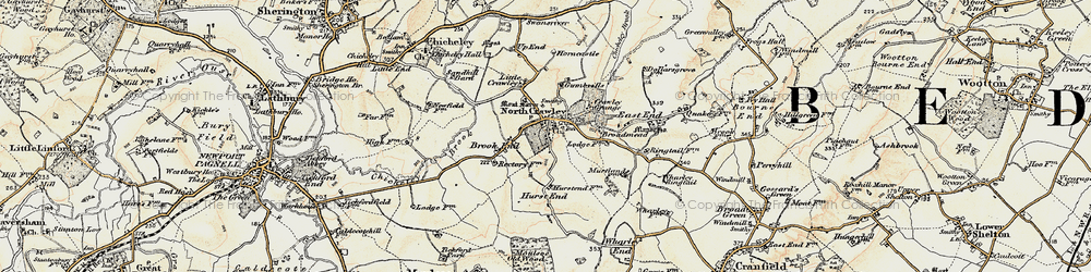 Old map of North Crawley in 1898-1901