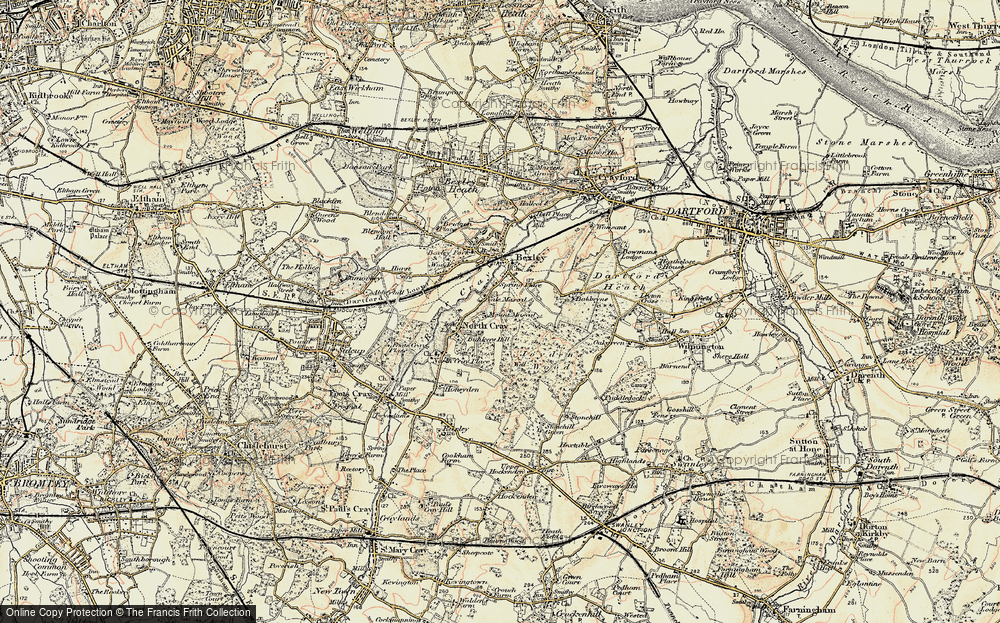 Old Map of North Cray, 1898 in 1898