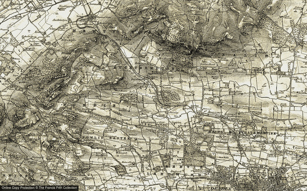 Old Map of North Dronley, 1907-1908 in 1907-1908