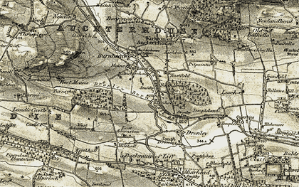 Old map of North Dronley in 1907-1908