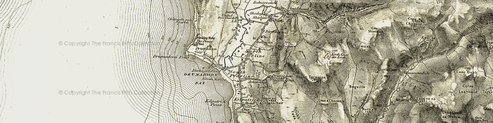 Old map of North Feorline in 1905-1906