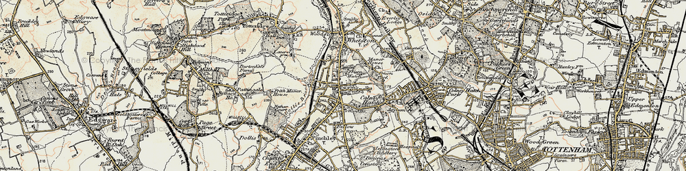 Old map of North Finchley in 1897-1898