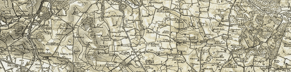 Old map of Leet Moss in 1909-1910