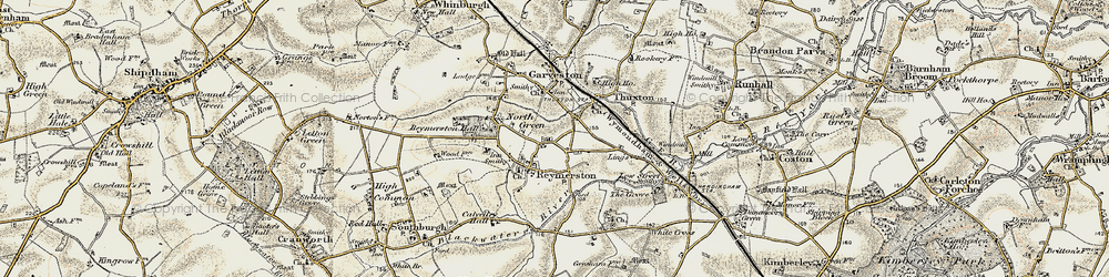 Old map of North Green in 1901-1902