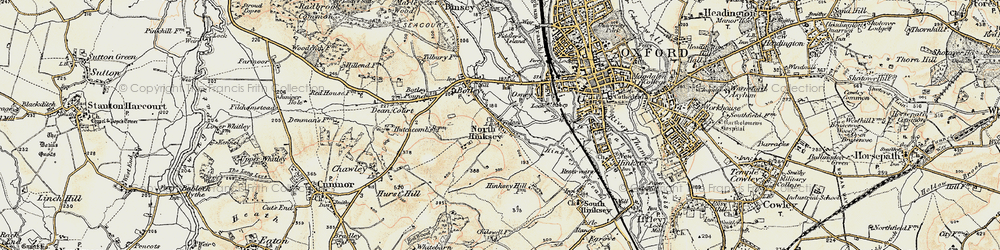 Old map of North Hinksey Village in 1897-1899