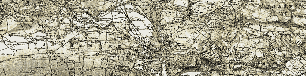 Old map of North Inch in 1906-1908