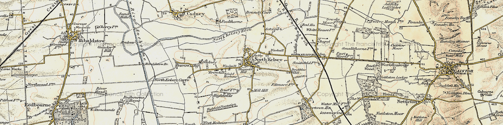 Old map of North Kelsey in 1903-1908