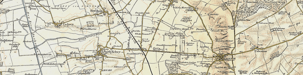 Old map of North Kelsey Moor in 1903-1908