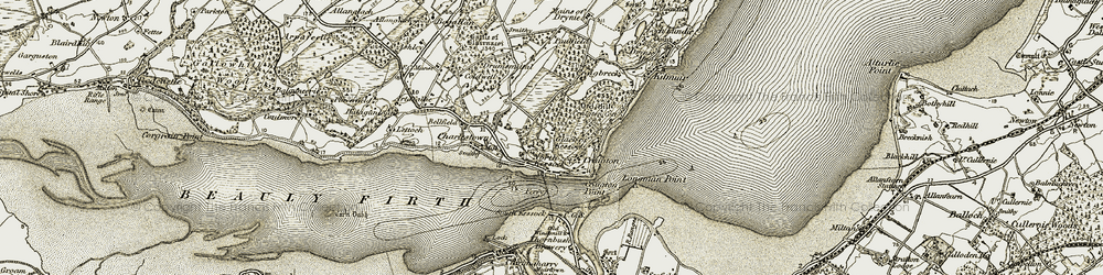 Old map of North Kessock in 1911-1912