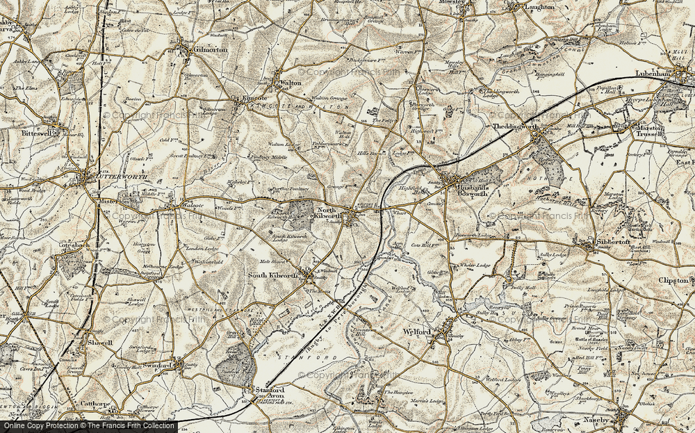 Old Map of Historic Map covering Buckwell Lodge in 1901-1902