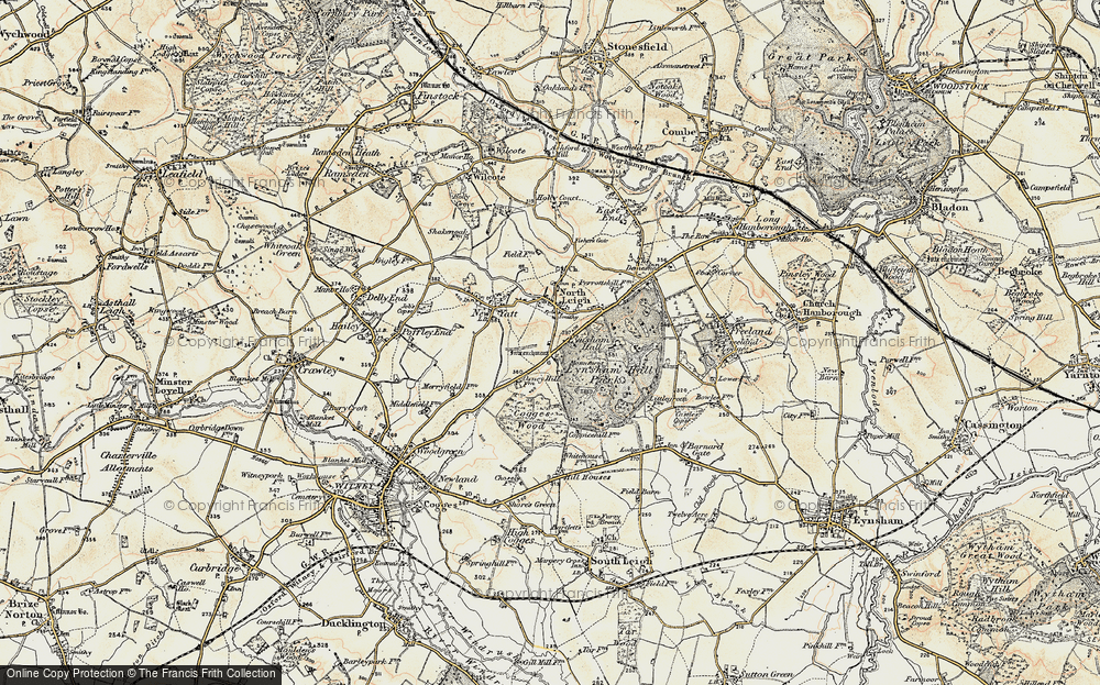 Old Map of Historic Map covering Eynsham Hall in 1898-1899