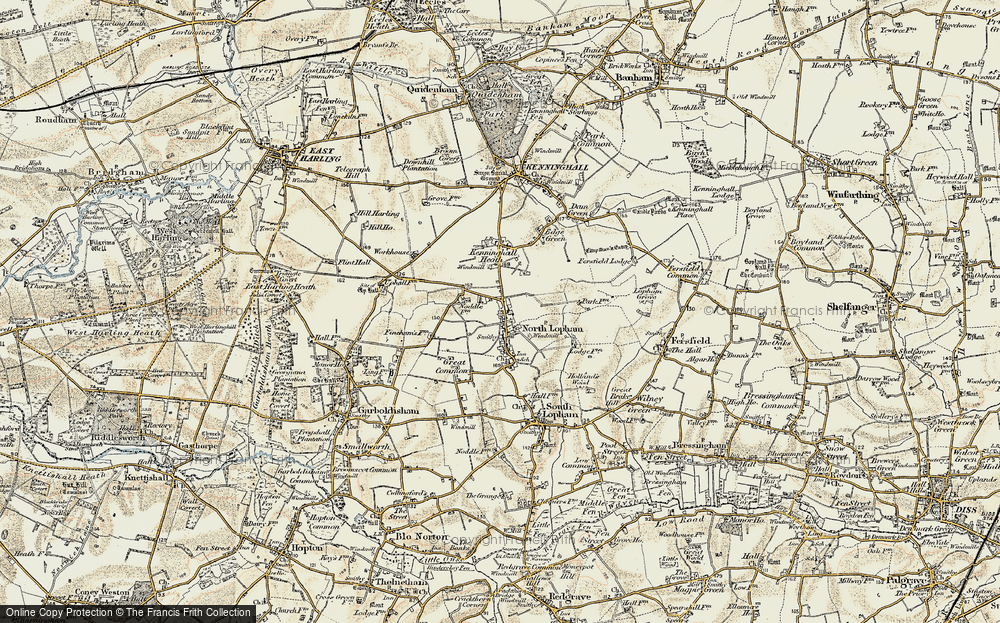 Old Map of North Lopham, 1901 in 1901
