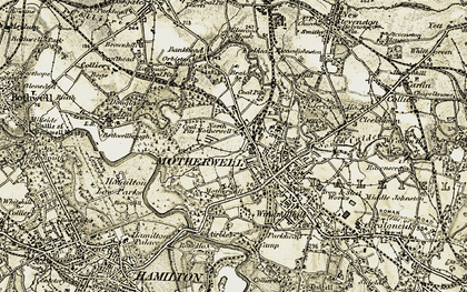 Old map of North Motherwell in 1904-1905