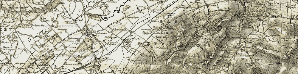 Old map of North Nevay in 1907-1908