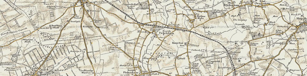 Old map of North Pickenham in 1901-1902