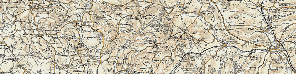 Old map of Burcombe in 1899