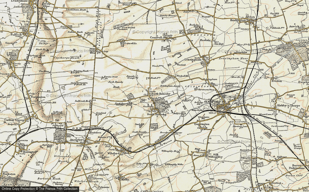 Old Map of North Rauceby, 1902-1903 in 1902-1903